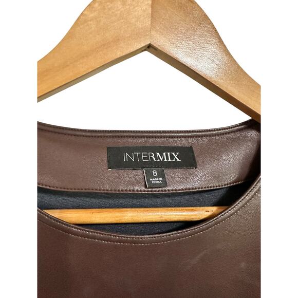Intermix faux brown leather faux wrap long sleeve dress size 8 - Picture 5 of 9